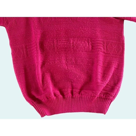 Vintage 1980s KENETH TOO! Pink Short Sleeve Patterned Sweater Size Small - Picture 4 of 8